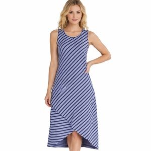 Soft Surroundings Sarina Tank Dress 1X‎ Blue Purple Striped Asymmetric Hem Knit